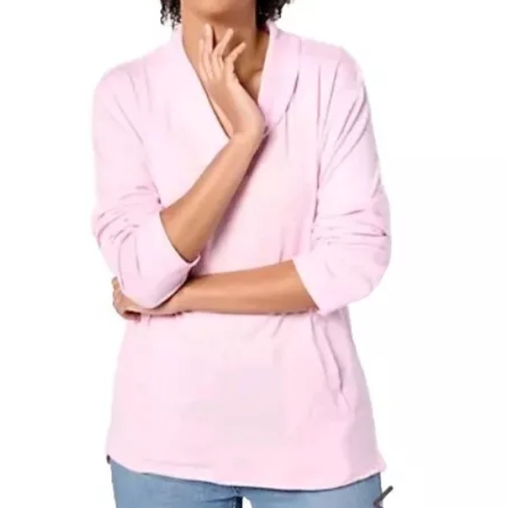 Muk Luks Pullover Top Woman Plus 5x 6X Lounge Cozy Knit Morning Butter Pink NWOT